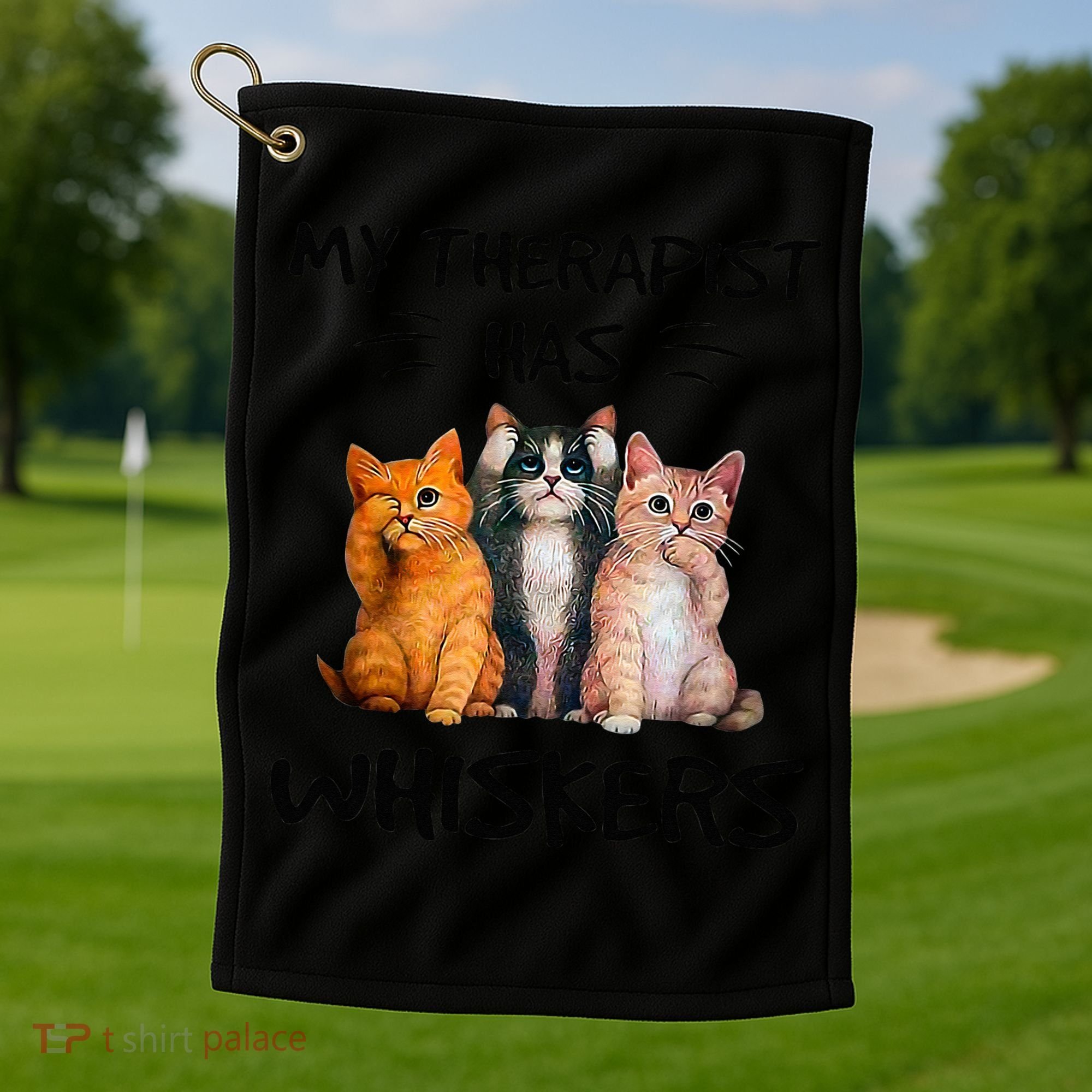 My Therapist Has Whiskers Funny Cat Lovers Golf Towel