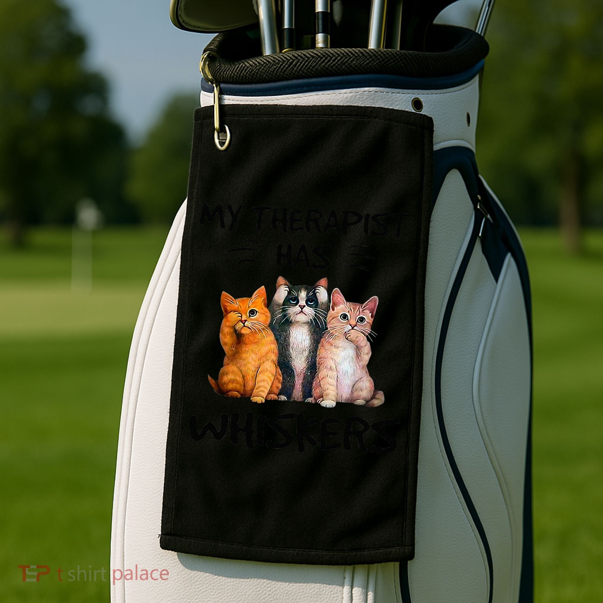 My Therapist Has Whiskers Funny Cat Lovers Golf Towel