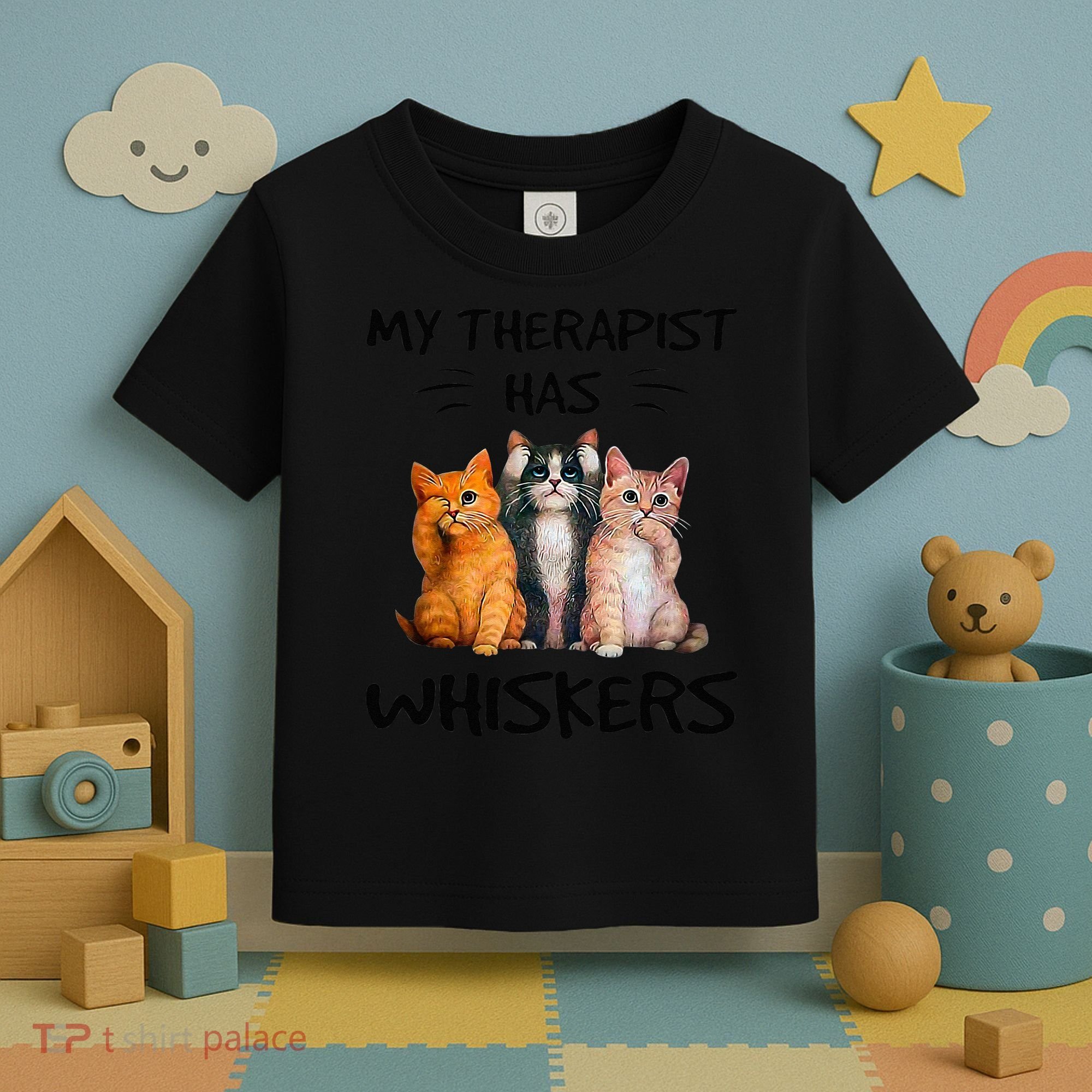 My Therapist Has Whiskers Funny Cat Lovers Toddler T-Shirt