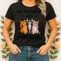 My Therapist Has Whiskers Funny Cat Lovers Women's T-Shirt thumb 2