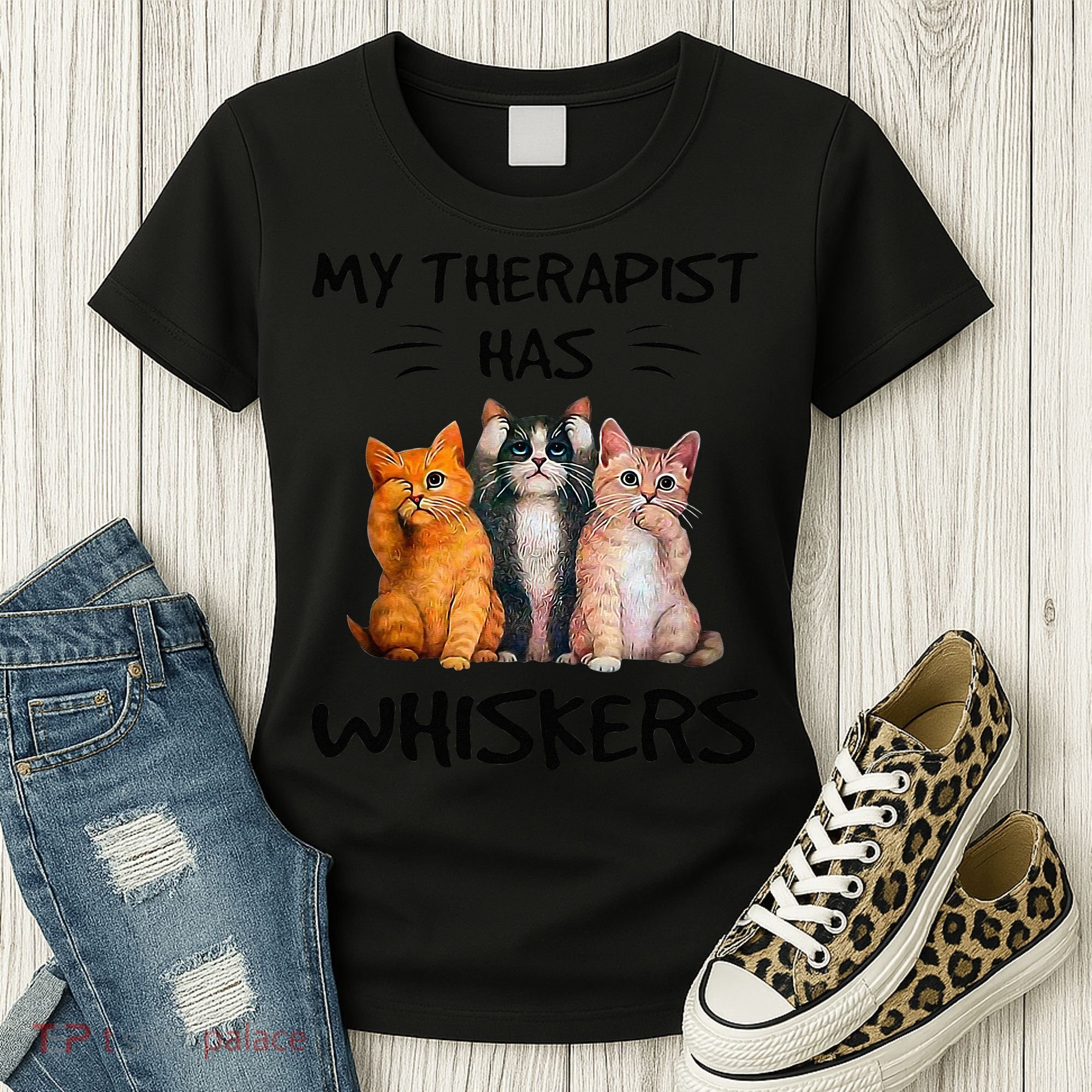 My Therapist Has Whiskers Funny Cat Lovers Women's T-Shirt