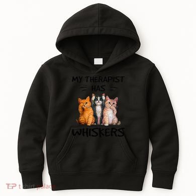 My Therapist Has Whiskers Funny Cat Lovers Kids Hoodie