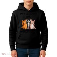 My Therapist Has Whiskers Funny Cat Lovers Kids Hoodie thumb 4