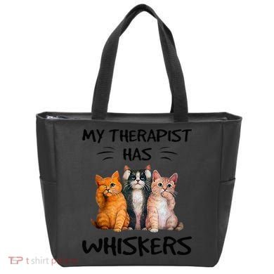 My Therapist Has Whiskers Funny Cat Lovers Tote Bag