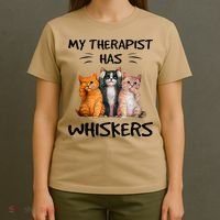 My Therapist Has Whiskers Funny Cat Lovers T-Shirt thumb 4