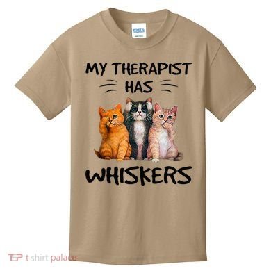 My Therapist Has Whiskers Funny Cat Lovers Kids T-Shirt