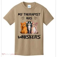 My Therapist Has Whiskers Funny Cat Lovers Kids T-Shirt thumb 0