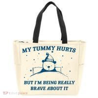 My Tummy Hurts Funny Bear Retro Cartoon Meme Old Cartoon Tote Bag thumb 0