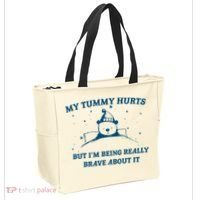 My Tummy Hurts Funny Bear Retro Cartoon Meme Old Cartoon Tote Bag thumb 2