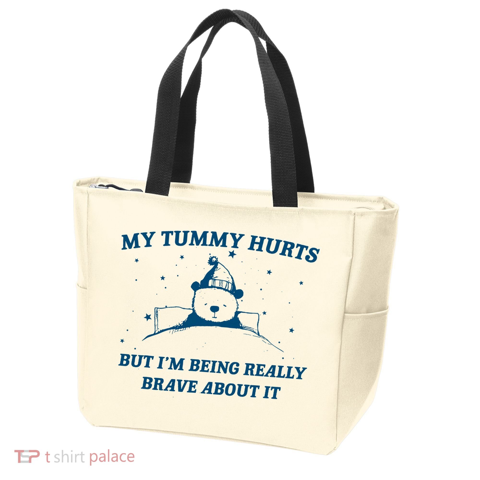 My Tummy Hurts Funny Bear Retro Cartoon Meme Old Cartoon Tote Bag