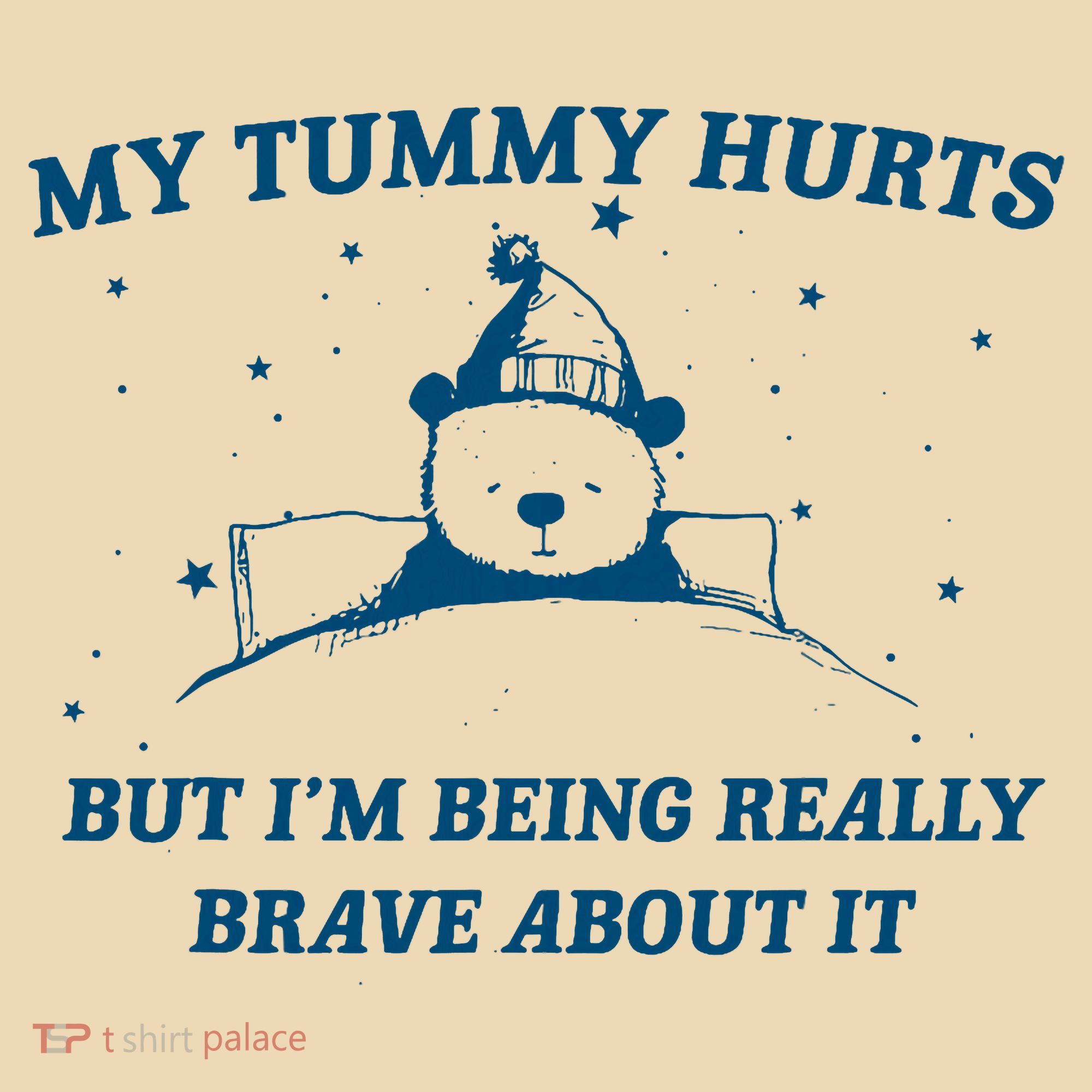 My Tummy Hurts Funny Bear Retro Cartoon Meme Old Cartoon Tote Bag
