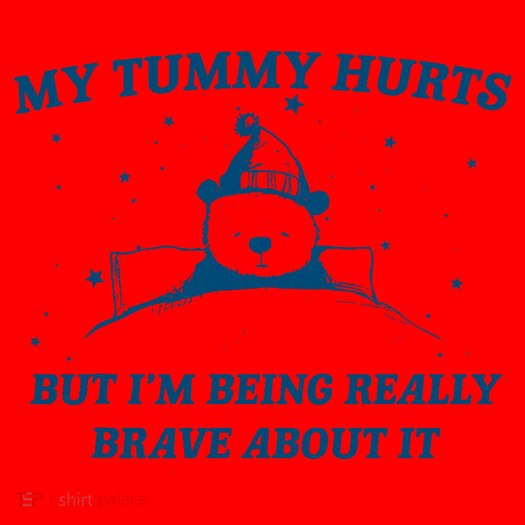 My Tummy Hurts Funny Bear Retro Cartoon Meme Old Cartoon Santa Hat