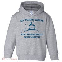 My Tummy Hurts Funny Bear Retro Cartoon Meme Old Cartoon Toddler Hoodie thumb 0