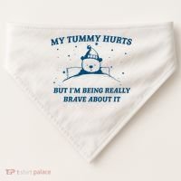 My Tummy Hurts Funny Bear Retro Cartoon Meme Old Cartoon USA-Made Doggie Bandana thumb 0