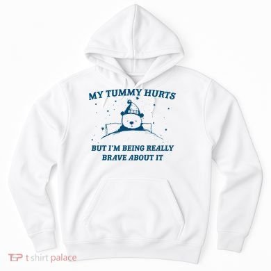 My Tummy Hurts Funny Bear Retro Cartoon Meme Old Cartoon Hoodie