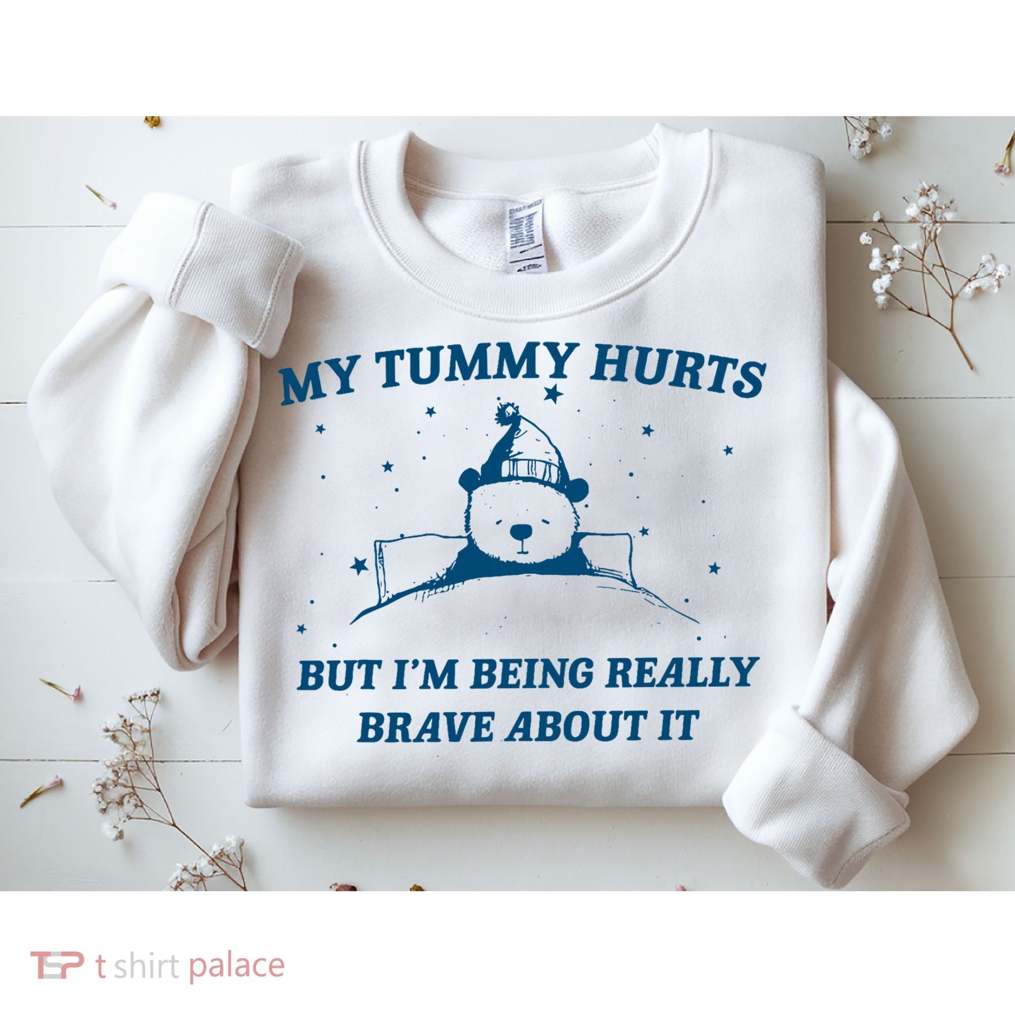 My Tummy Hurts Funny Bear Retro Cartoon Meme Old Cartoon Sweatshirt