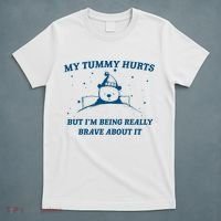My Tummy Hurts Funny Bear Retro Cartoon Meme Old Cartoon T-Shirt thumb 5