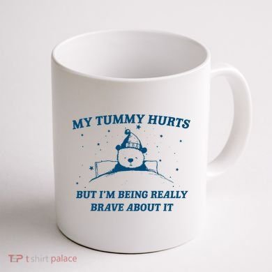 My Tummy Hurts Funny Bear Retro Cartoon Meme Old Cartoon Coffee Mug back