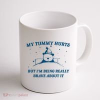 My Tummy Hurts Funny Bear Retro Cartoon Meme Old Cartoon Coffee Mug thumb 1