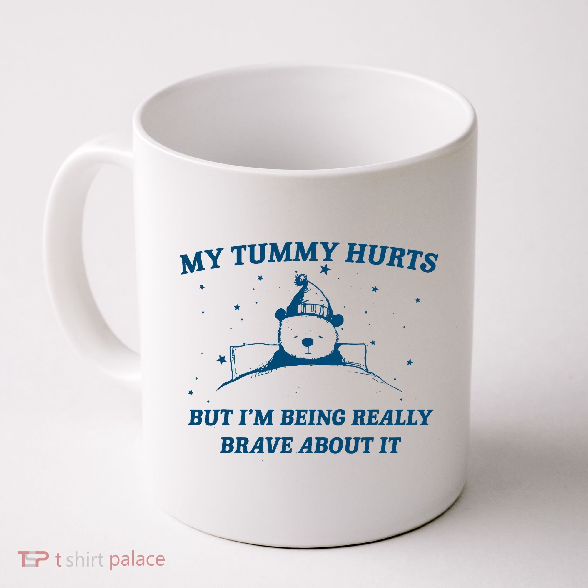My Tummy Hurts Funny Bear Retro Cartoon Meme Old Cartoon Coffee Mug