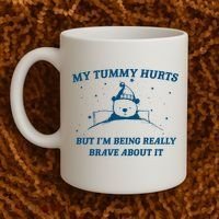 My Tummy Hurts Funny Bear Retro Cartoon Meme Old Cartoon Coffee Mug thumb 2