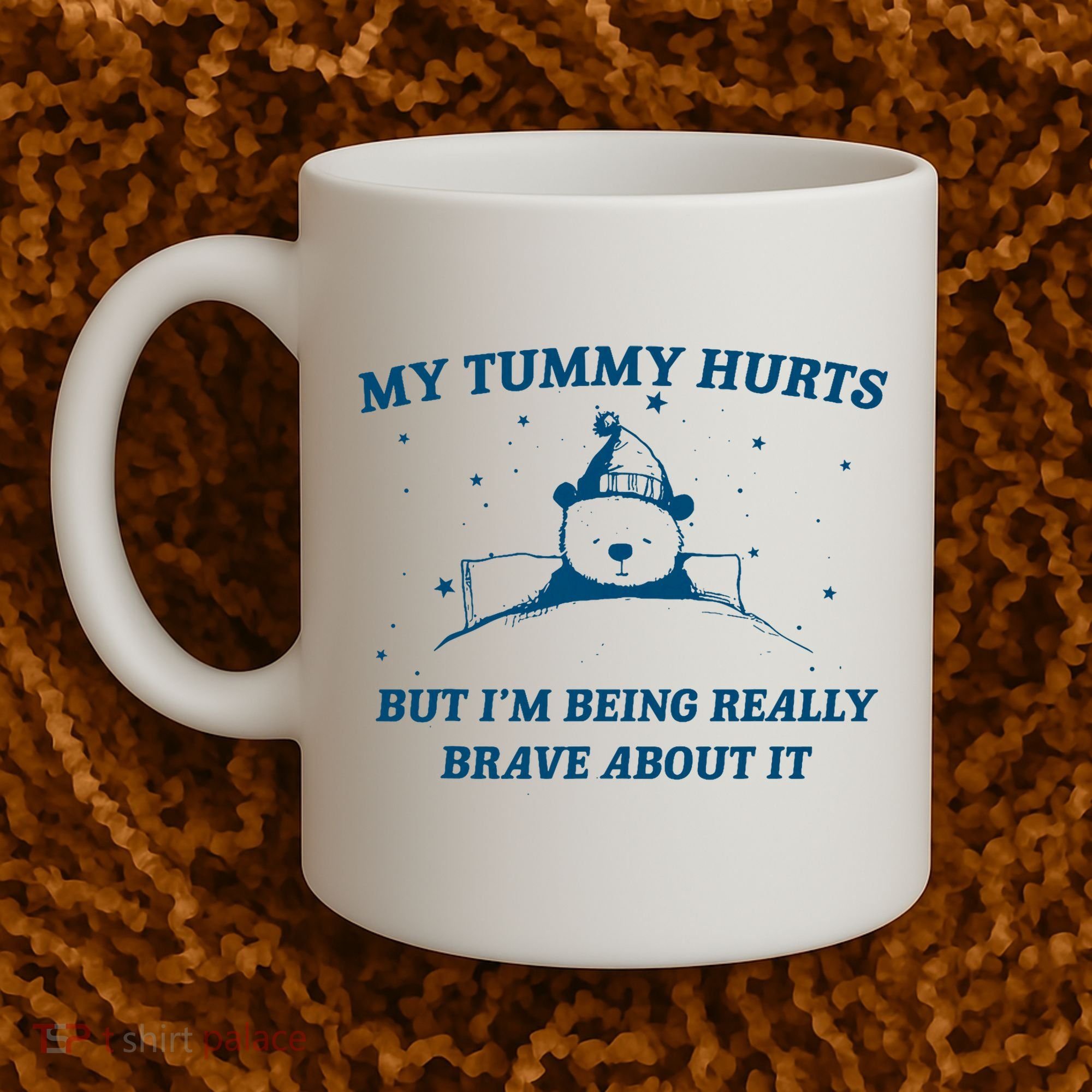 My Tummy Hurts Funny Bear Retro Cartoon Meme Old Cartoon Coffee Mug