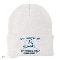 My Tummy Hurts Funny Bear Retro Cartoon Meme Old Cartoon Beanie thumb 0
