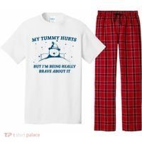 My Tummy Hurts Funny Bear Retro Cartoon Meme Old Cartoon Pajama Set thumb 0