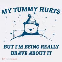 My Tummy Hurts Funny Bear Retro Cartoon Meme Old Cartoon Women's Hoodie thumb 2