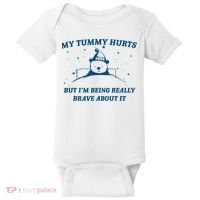 My Tummy Hurts Funny Bear Retro Cartoon Meme Old Cartoon Baby Bodysuit thumb 0