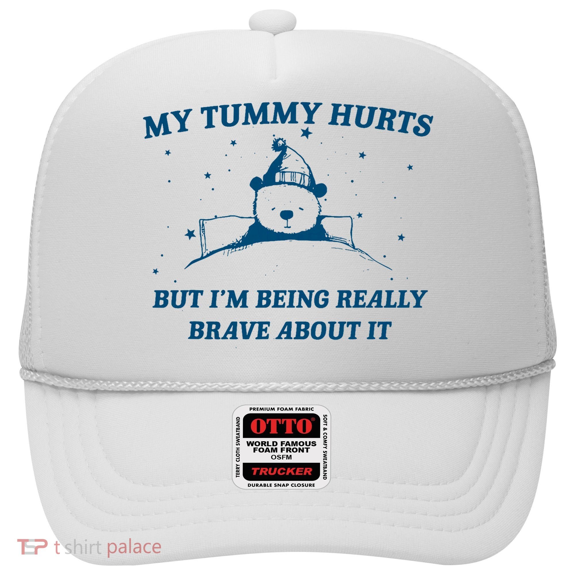 My Tummy Hurts Funny Bear Retro Cartoon Meme Old Cartoon Hat