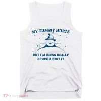 My Tummy Hurts Funny Bear Retro Cartoon Meme Old Cartoon Tank Top thumb 0