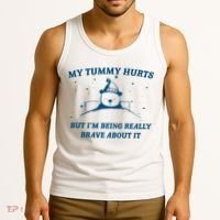 My Tummy Hurts Funny Bear Retro Cartoon Meme Old Cartoon Tank Top thumb 3