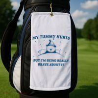My Tummy Hurts Funny Bear Retro Cartoon Meme Old Cartoon Golf Towel thumb 2