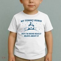 My Tummy Hurts Funny Bear Retro Cartoon Meme Old Cartoon Toddler T-Shirt thumb 2