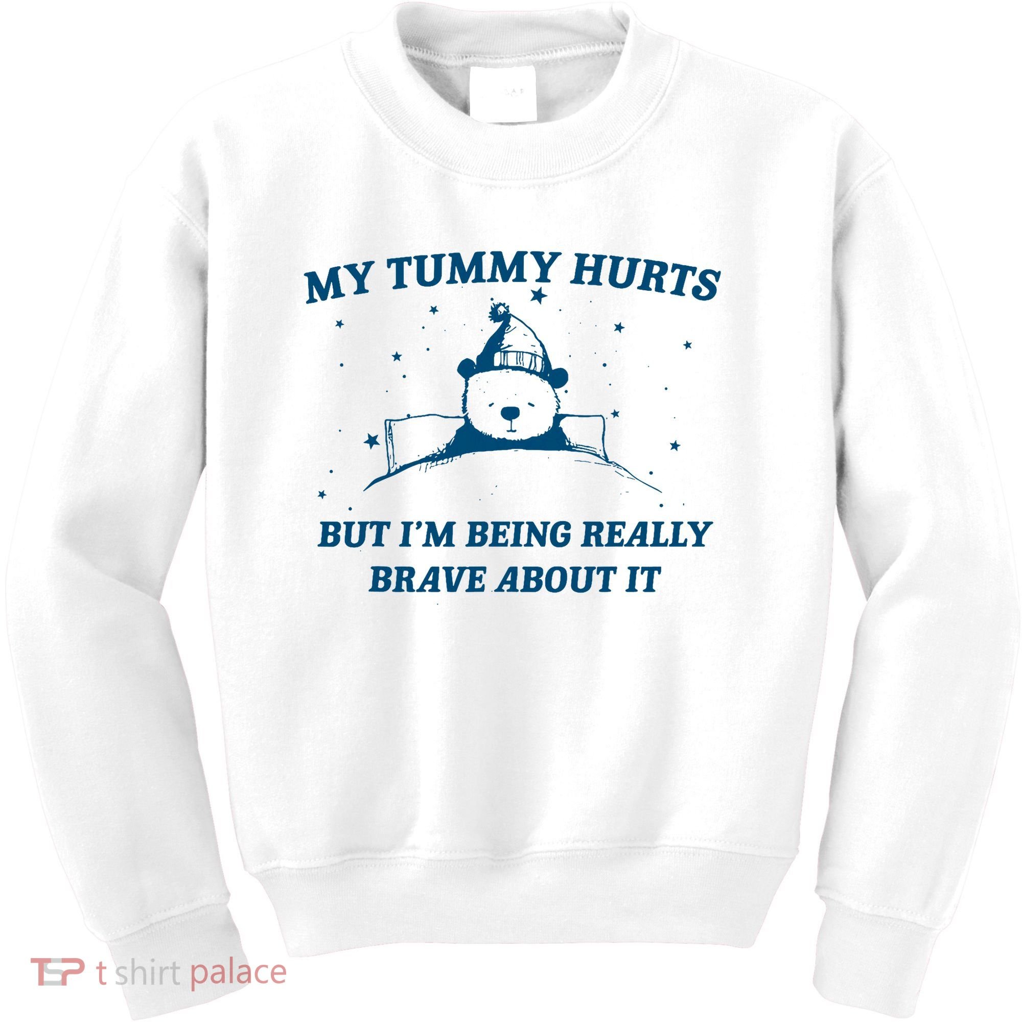 My Tummy Hurts Funny Bear Retro Cartoon Meme Old Cartoon Kids Sweatshirt
