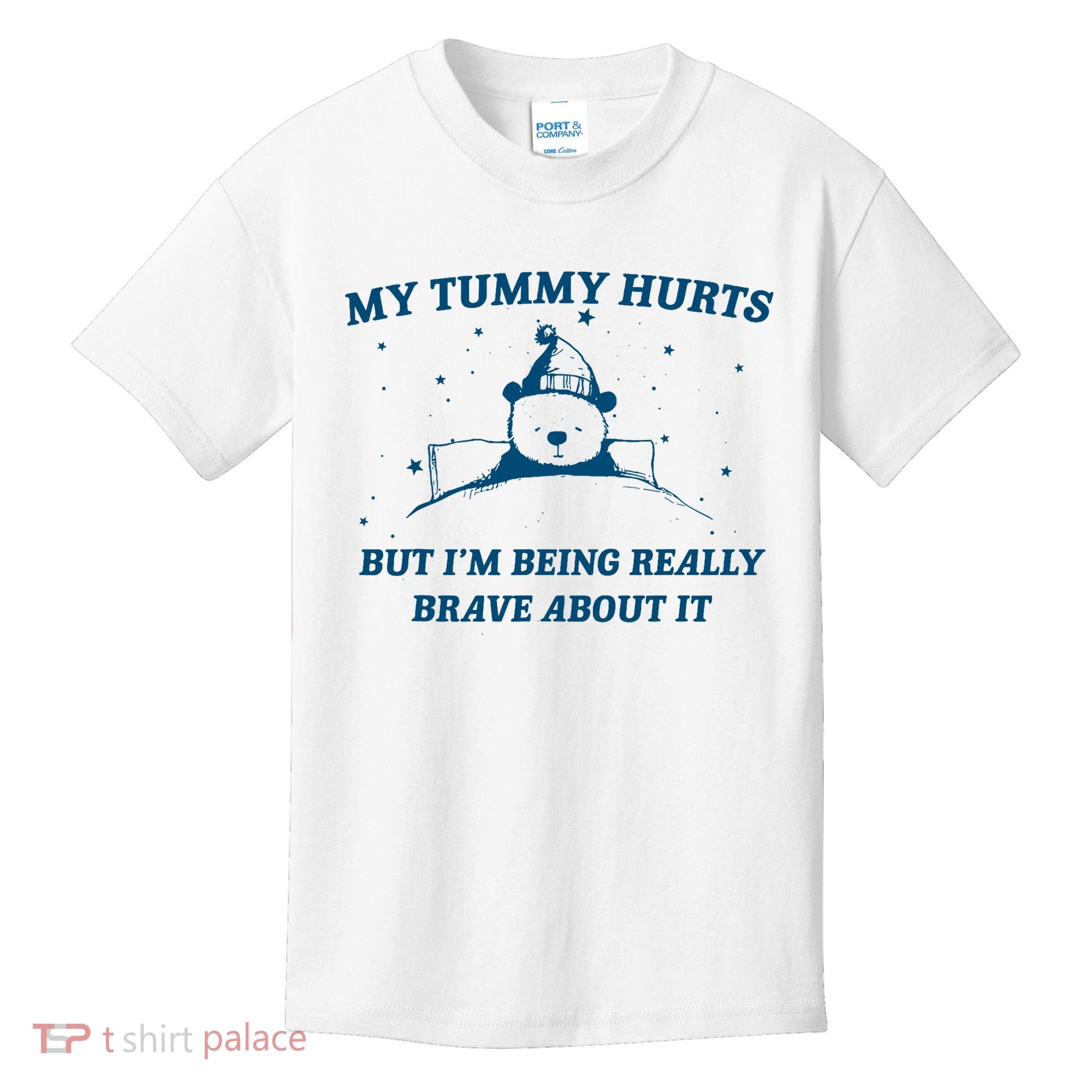 My Tummy Hurts Funny Bear Retro Cartoon Meme Old Cartoon Kids T-Shirt