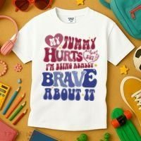My Tummy Hurts Tummy Ache Survivor Kids T-Shirt thumb 3