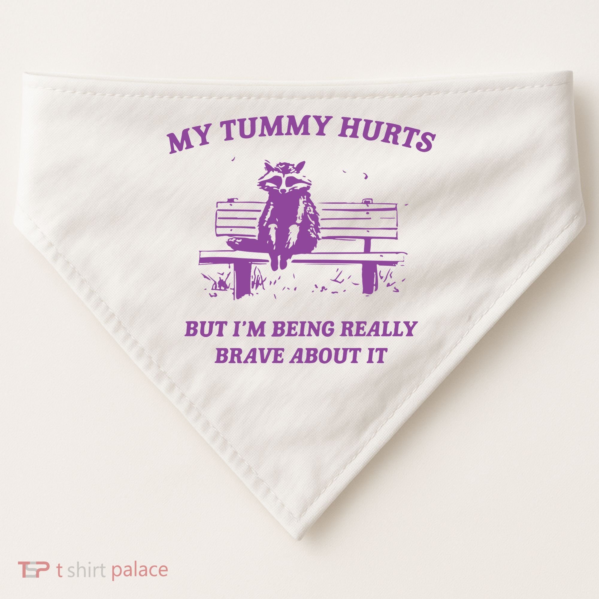 My Tummy Hurts Raccoon USA-Made Doggie Bandana