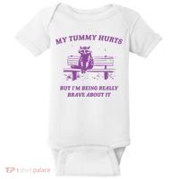 My Tummy Hurts Raccoon Baby Bodysuit thumb 0