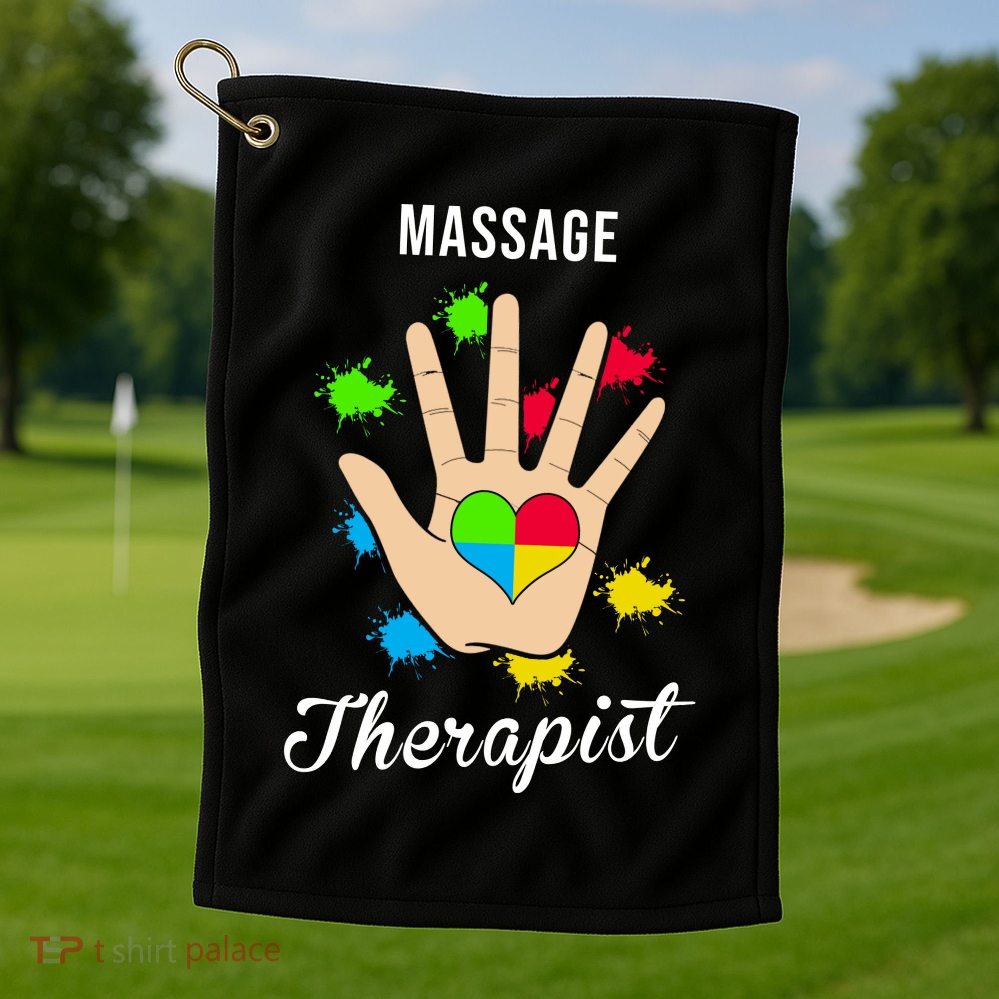 Massage Therapist Handprint Golf Towel