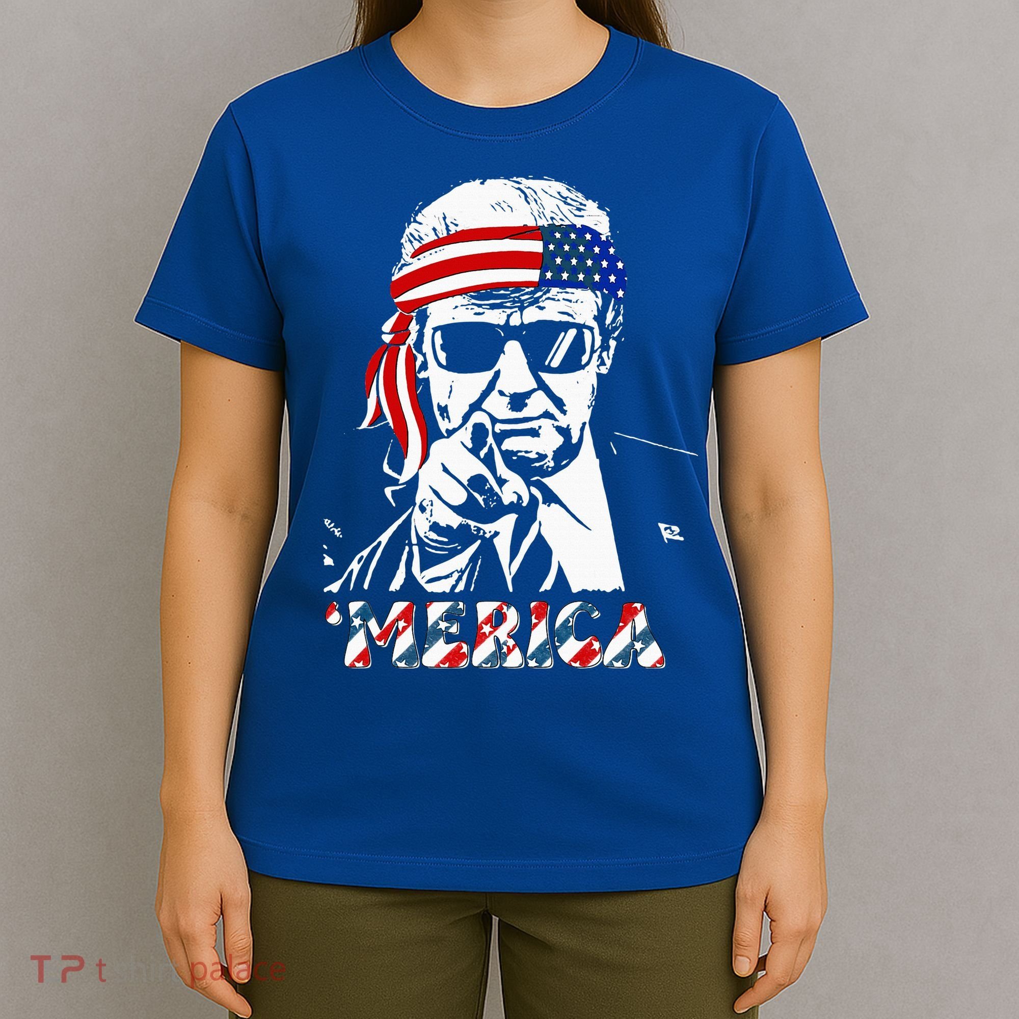 Merica Trump Happy 4th Of July Trump American Flag T-Shirt