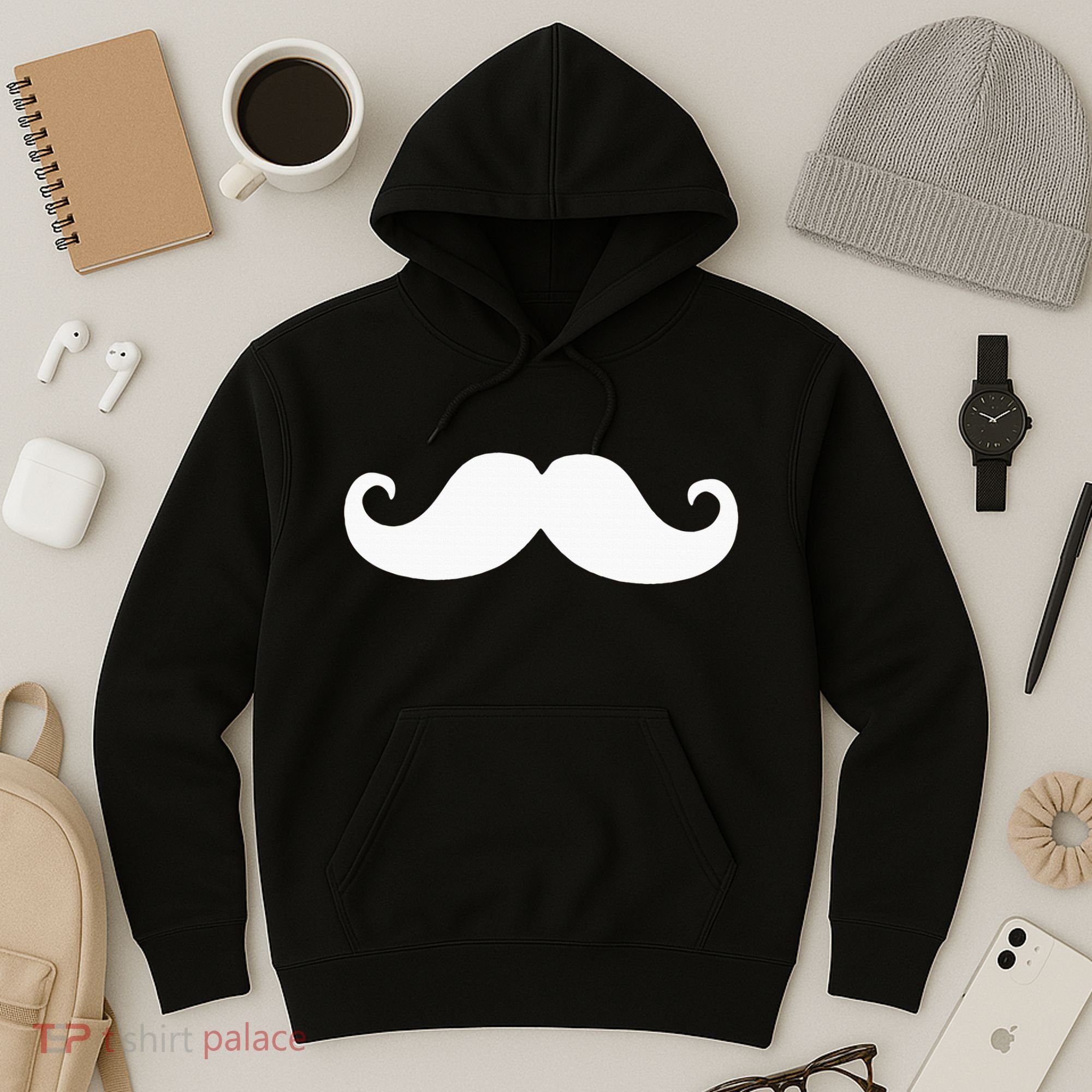 Mustache Trendy Hipster Funny Handlebar Mustache Hoodie