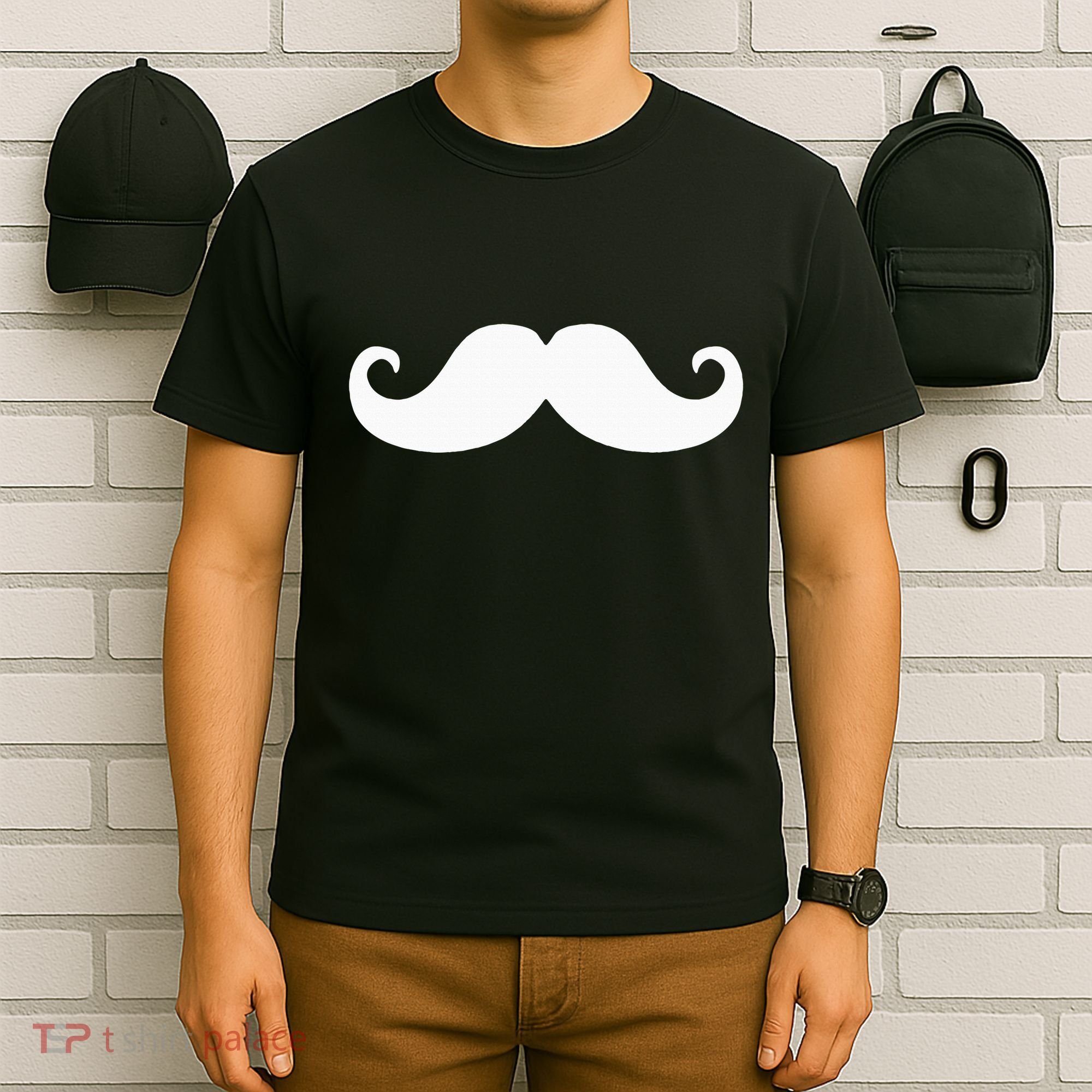Mustache Trendy Hipster Funny Handlebar Mustache T-Shirt