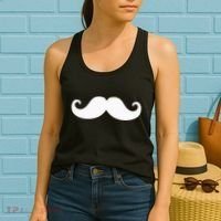 Mustache Trendy Hipster Funny Handlebar Mustache Women's Tank Top thumb 2