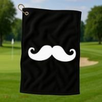 Mustache Trendy Hipster Funny Handlebar Mustache Golf Towel thumb 1