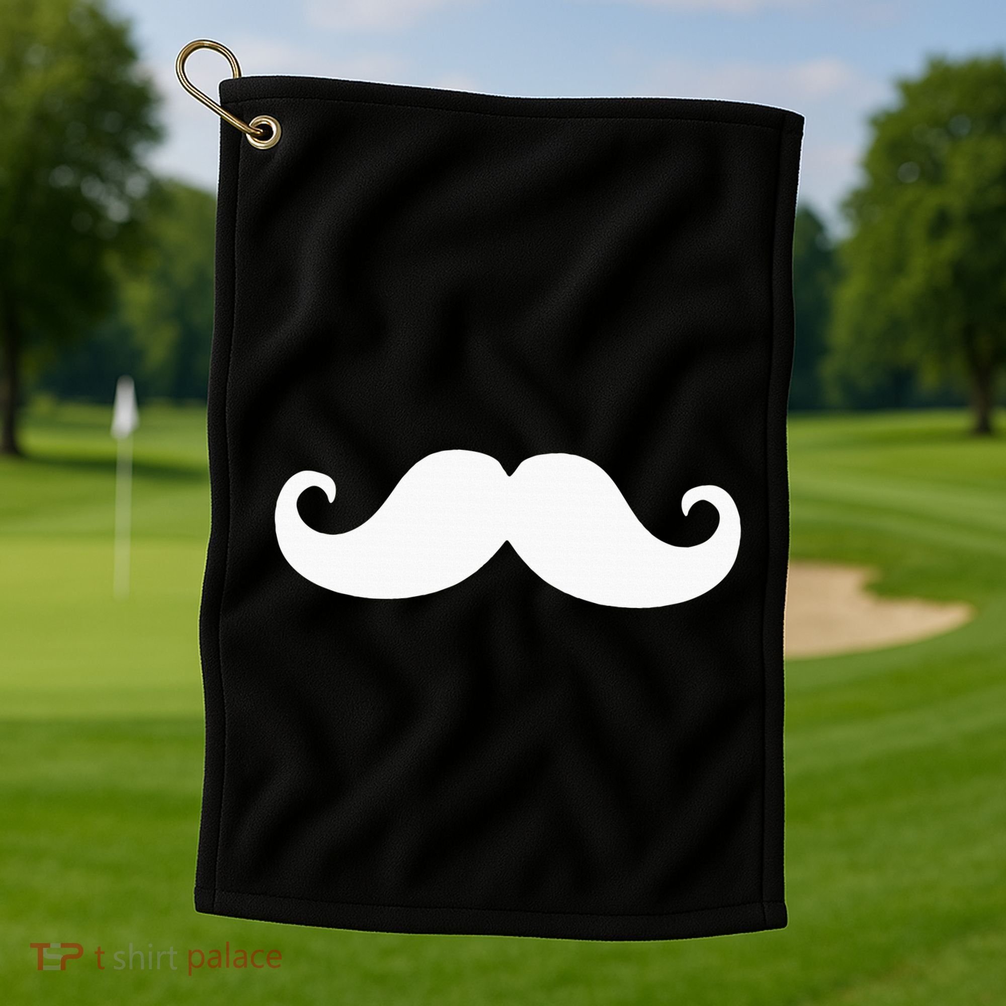Mustache Trendy Hipster Funny Handlebar Mustache Golf Towel