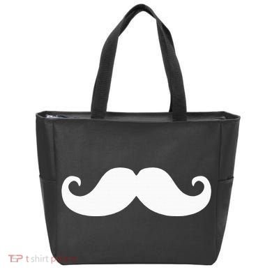 Mustache Trendy Hipster Funny Handlebar Mustache Tote Bag