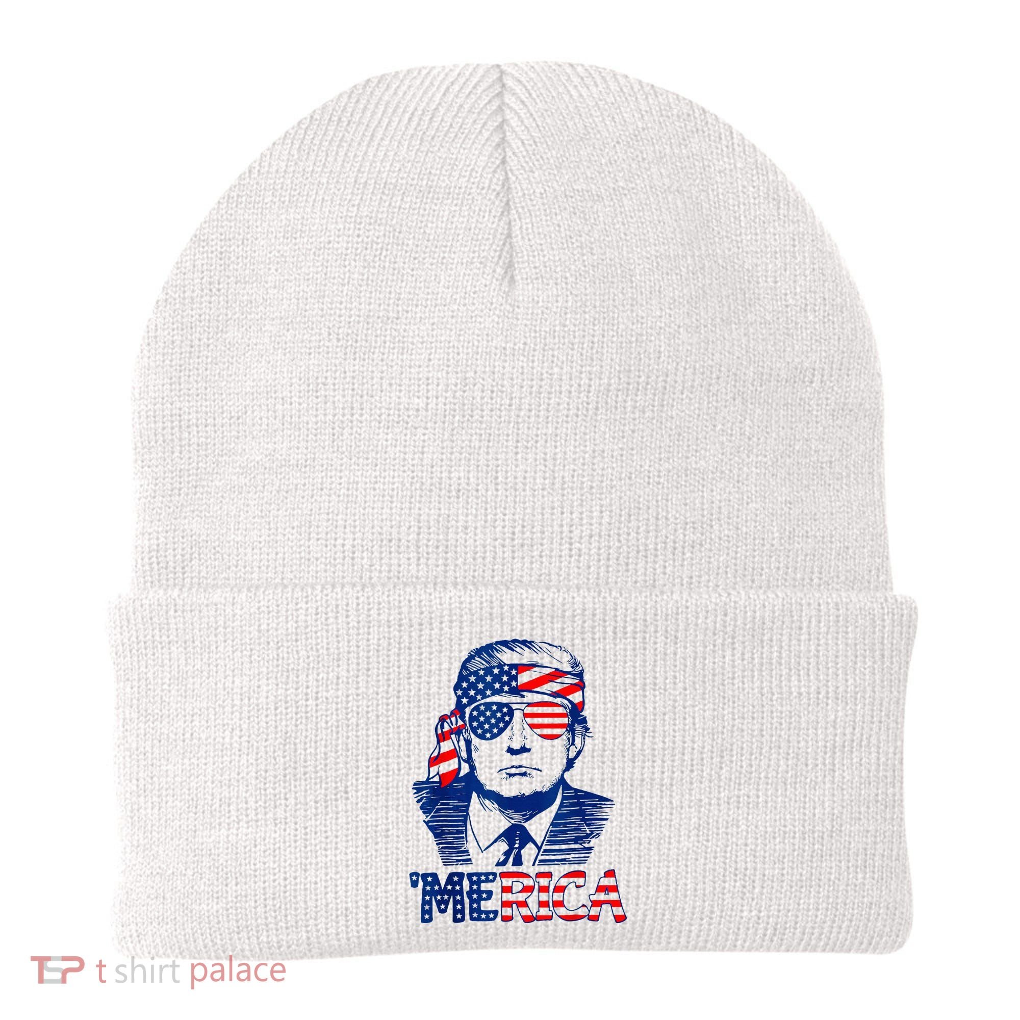 Merica Trump Happy 4th Of July Trump American Flag Fun Beanie