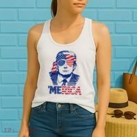Merica Trump Happy 4th Of July Trump American Flag Fun Women's Tank Top thumb 2
